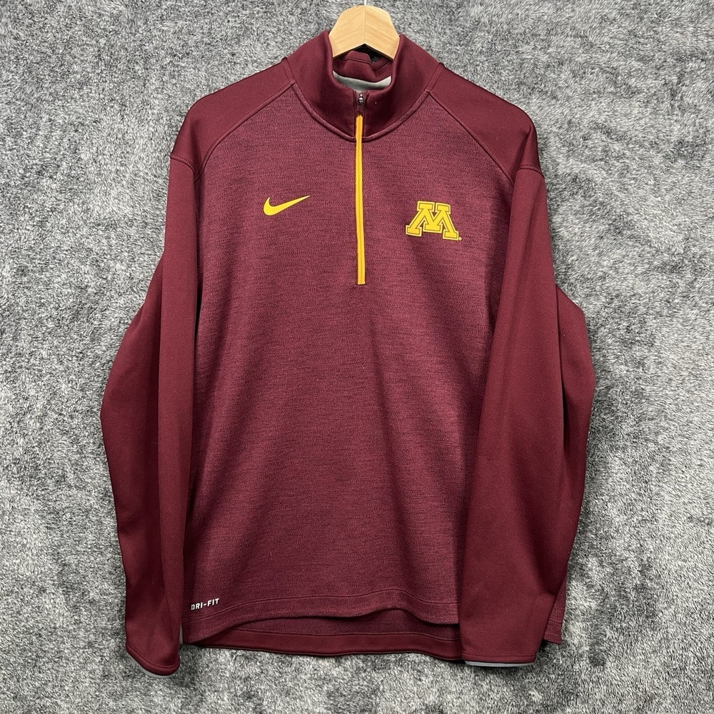 Minnesota Golden Gophers Quarter 1/4 Zip Sweater Mens Large Nike Golf Dri Fit